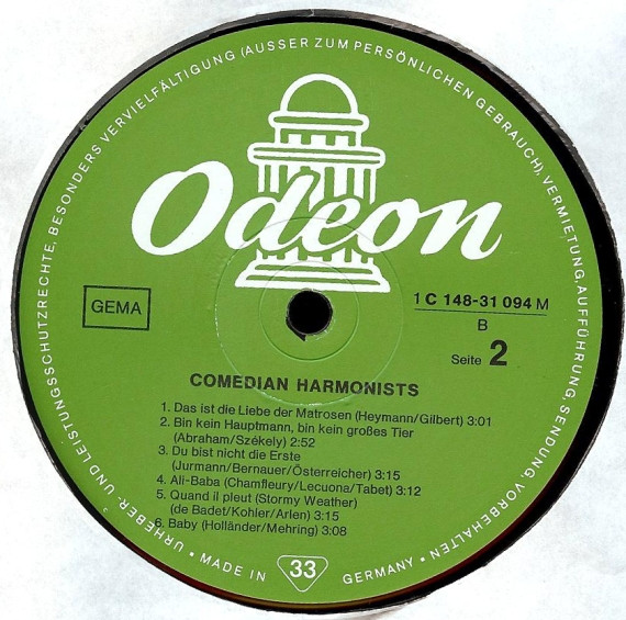 Cover zu Comedian Harmonists - Comedian Harmonists | 1975 | Vinyl, LP, Album, Mono, Compilation | Pop | Germany