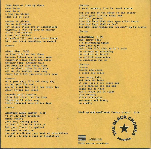 Cover zu The Black Crowes - Amorica. | 1994 | CD, Album | Rock | Europe