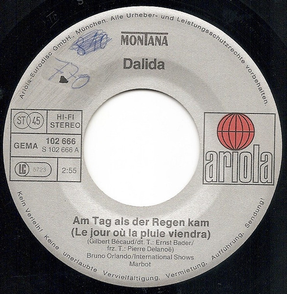 Cover zu Dalida - Am Tag Als Der Regen Kam | 1980 | Vinyl | Electronic, Pop | Germany Schallplatten Ankauf