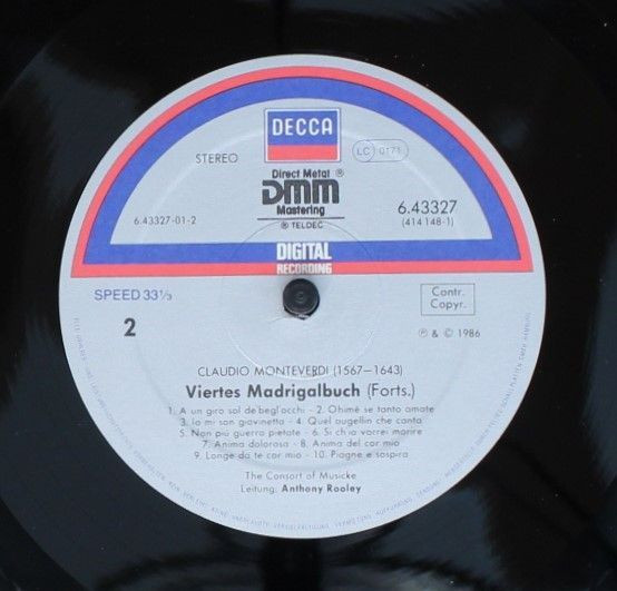 Cover zu Claudio Monteverdi – The Consort Of Musicke, Anthony Rooley - Quarto Libro Dei Madrigali | 1986 | Vinyl | Classical | Europe