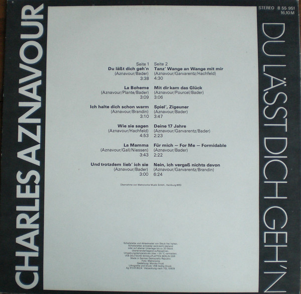 Cover zu Charles Aznavour - Du Lässt Dich Geh'n | 1983 | Vinyl | Pop | German Democratic Republic (GDR)