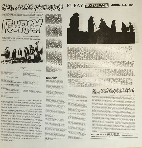 Cover zu Rupay - Heilige Anden | 1984 | LP, Album | Folk, World, & Country | Germany