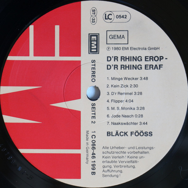 Cover zu Bläck Fööss - D'r Rhing Erop D'r Rhing Eraf | 1980 | Vinyl | Rock, Pop, Folk, World, & Country | Germany