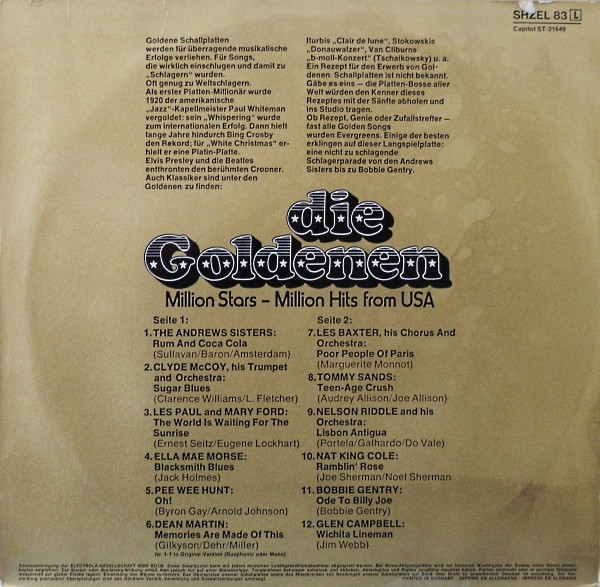 Cover zu Various - Die Goldenen | Vinyl | Jazz, Blues, Pop, Folk, World, & Country | Germany Schallplatten Ankauf