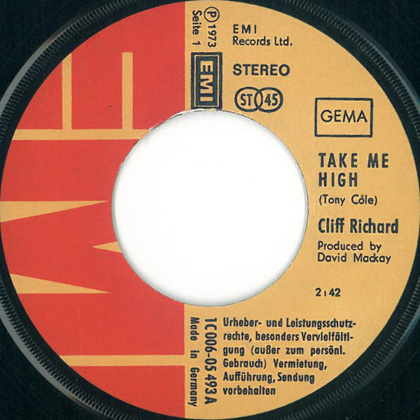 Cover zu Cliff Richard - Take Me High | 1973 | Vinyl | Pop | Germany Schallplatten Ankauf