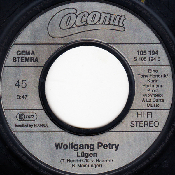 Cover zu Wolfgang Petry - Wahnsinn | 1983 | 7