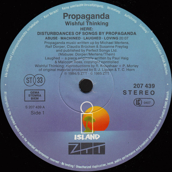 Cover zu Propaganda - Wishful Thinking | 1985 | LP, Album | Electronic | Europe
