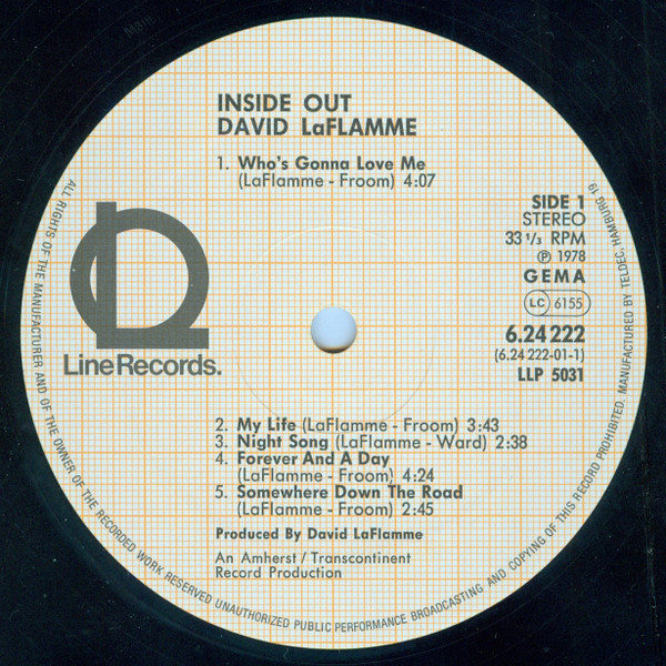 Cover zu David LaFlamme - Inside Out | 1980 | Vinyl | Rock | Germany