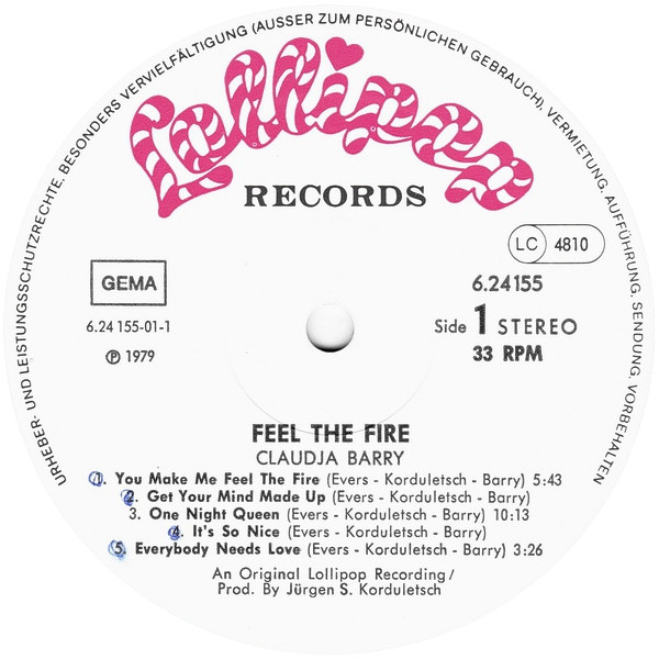 Cover zu Claudja Barry - Feel The Fire | 1979 | Vinyl | Funk / Soul | Germany
