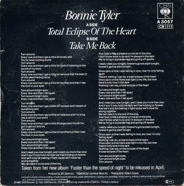 Cover zu Bonnie Tyler - Total Eclipse Of The Heart | 1983 | 7