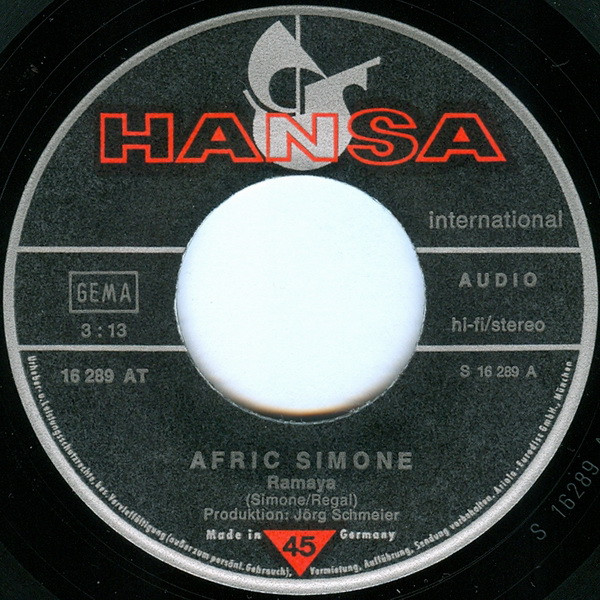 Cover zu Afric Simone - Ramaya | 1975 | 7
