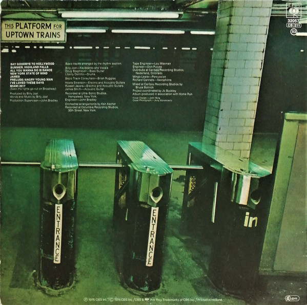 Cover zu Billy Joel - Turnstiles | 1982 | Vinyl, LP, Album, Stereo, Reissue | Rock, Pop | Europe Schallplatten Ankauf