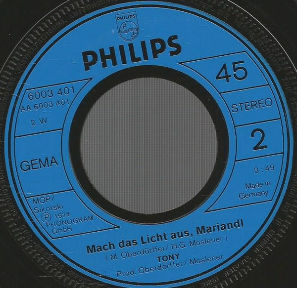 Cover zu Tony (9) - Mein Letztes Geld Geb' Ich Für Blumen Aus | 1974 | Vinyl | Pop | Germany Schallplatten Ankauf