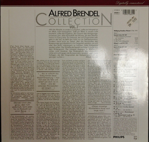 Cover zu Wolfgang Amadeus Mozart - Alfred Brendel - Piano Sonatas, K. 331, K. 333 / Adagio, K. 540 | Vinyl | Classical | Germany, Austria, & Switzerland Schallplatten Ankauf