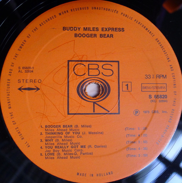Cover zu Buddy Miles Express - Booger Bear | 1973 | Vinyl | Rock, Funk / Soul, Blues | Europe