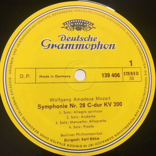 Cover zu Wolfgang Amadeus Mozart, Karl Böhm, Berliner Philharmoniker - Symphonien Nr. 28 C-dur Und Nr. 29 A-dur | Vinyl | Classical | Germany Schallplatten Ankauf