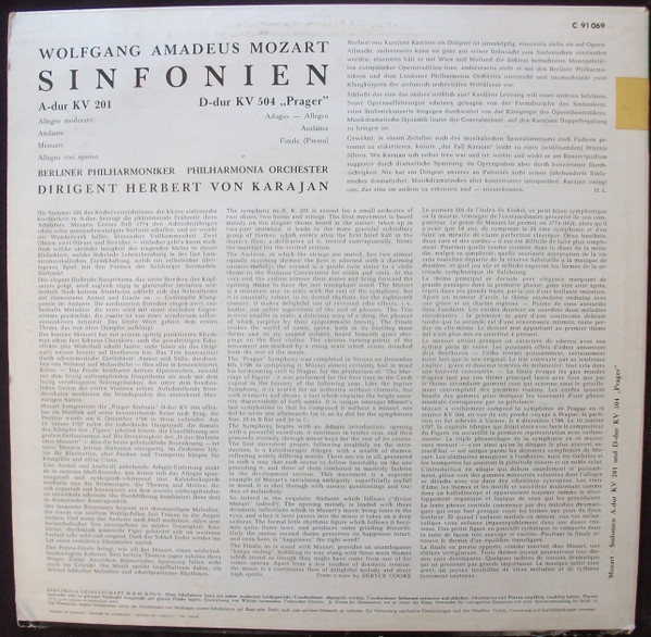 Cover zu Wolfgang Amadeus Mozart, Berliner Philharmoniker, Philharmonia Orchestra, Herbert von Karajan - Mozart Symphonies | 1960 | Vinyl | Classical | Germany Schallplatten Ankauf