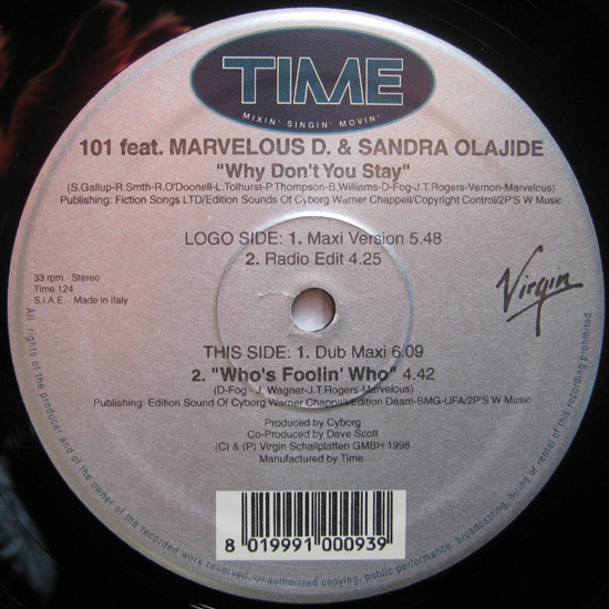 Cover zu 101 (4) feat. Marvelous D. & Sandra Olajide - Why Don't You Stay | 1998 | Vinyl | Electronic | Italy