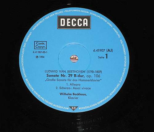 Cover zu Wilhelm Backhaus, Ludwig van Beethoven - Wilhelm Backhaus Spielt Die Hammerklaviersonate | Vinyl | Classical | Germany Schallplatten Ankauf