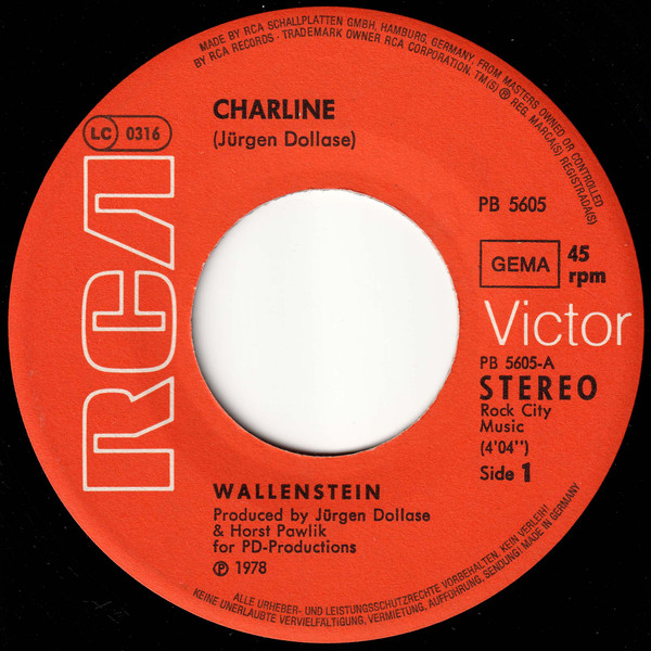 Cover zu Wallenstein - Charline | 1978 | Vinyl, Stereo, 45 RPM, 7