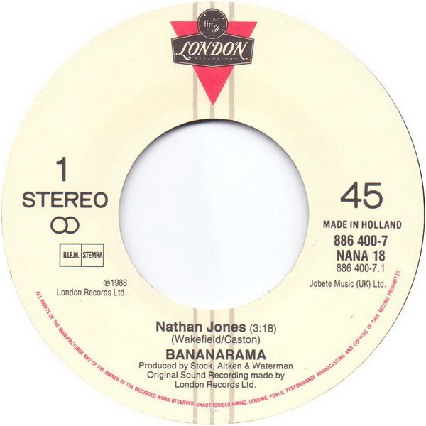 Cover zu Bananarama - Nathan Jones | 1988 | Vinyl | Electronic | Netherlands Schallplatten Ankauf
