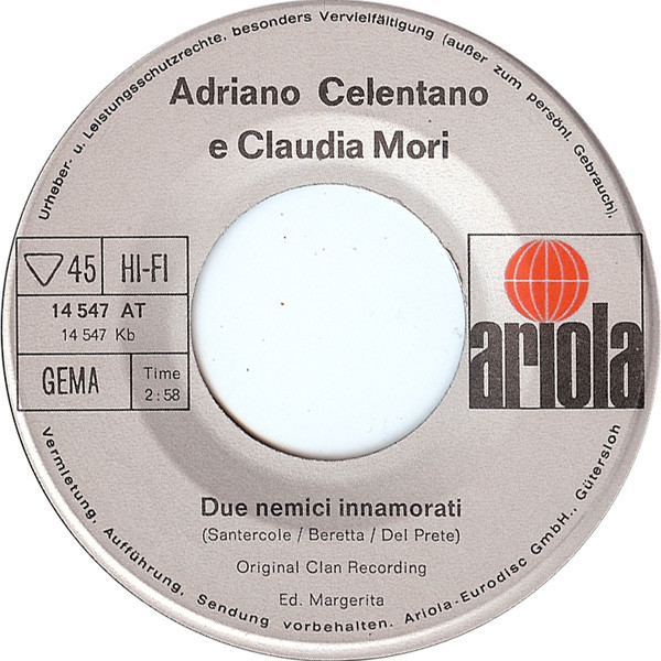 Cover zu Adriano Celentano - Lavoro E Amore (Chi Non Lavora Non Fa L'Amore) | 1970 | Vinyl | Rock | Germany