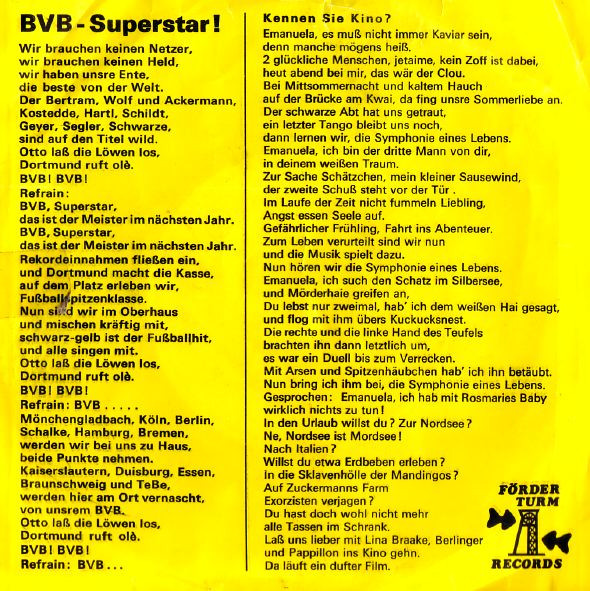 Cover zu Bruno von Borsig - BVB Superstar | 1976 | Vinyl | Pop | Germany