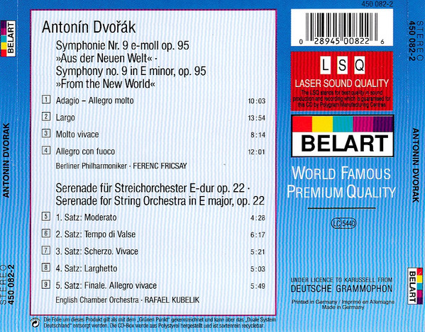 Cover zu Antonín Dvořák - Symphonie No. 9 (Streicherserenade) | Vinyl | Classical | Germany