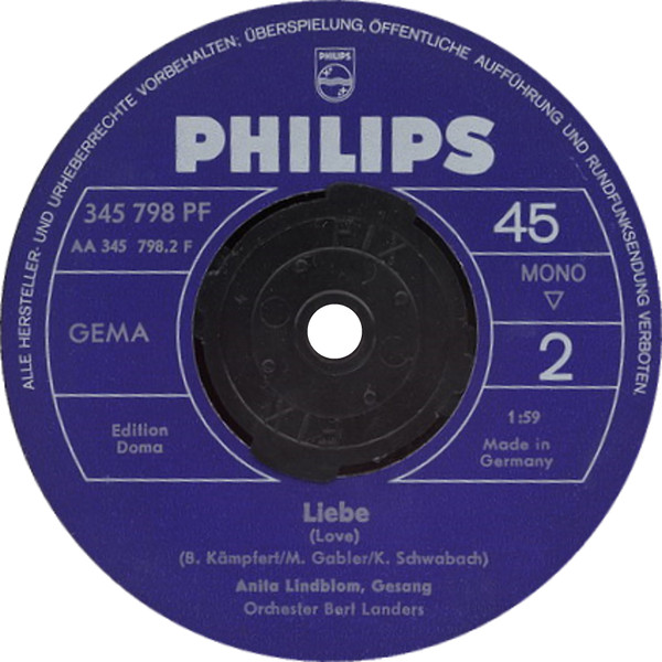 Cover zu Anita Lindblom - Sonne, Mond Und Sterne / Liebe | 1963 | Vinyl | Pop | Germany