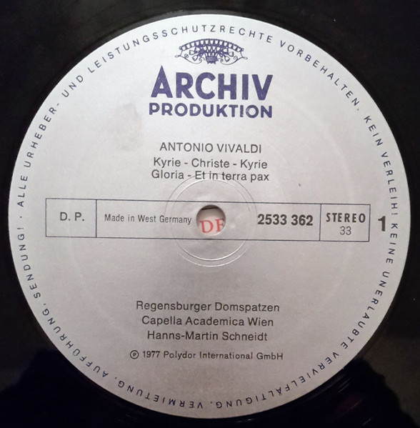 Cover zu Antonio Vivaldi, Regensburger Domspatzen, Capella Academica Wien, Hanns-Martin Schneidt - Kyrie - Gloria | 1977 | Vinyl | Classical | Germany