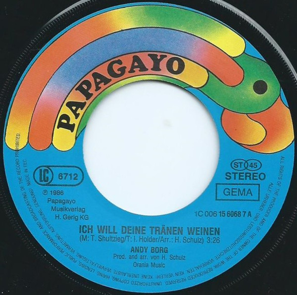 Cover zu Andy Borg - Ich Will Deine Tränen Weinen | 1986 | Vinyl | Pop | Germany