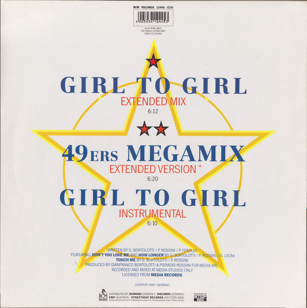 Cover zu 49ers - Girl To Girl / Megamix | 1990 | Vinyl | Electronic | Germany, Austria, & Switzerland