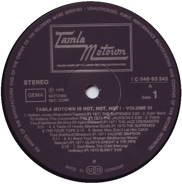 Cover zu Various - Tamla-Motown Is Hot, Hot, Hot! Volume 3 | 1972 | Vinyl | Jazz, Funk / Soul | Germany