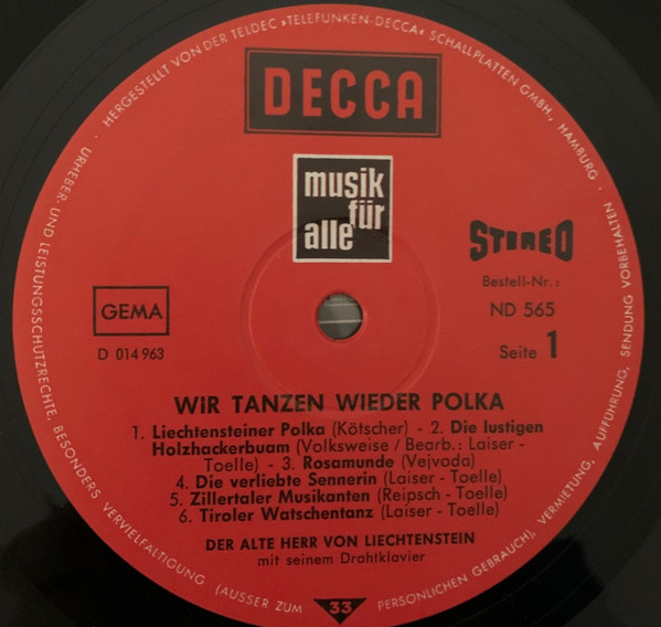 Cover zu Der Alte Herr von Liechtenstein Mit Seinem Drahtklavier - Wir Tanzen Wieder Polka | 1970 | Vinyl | Jazz, Folk, World, & Country | Germany Schallplatten Ankauf
