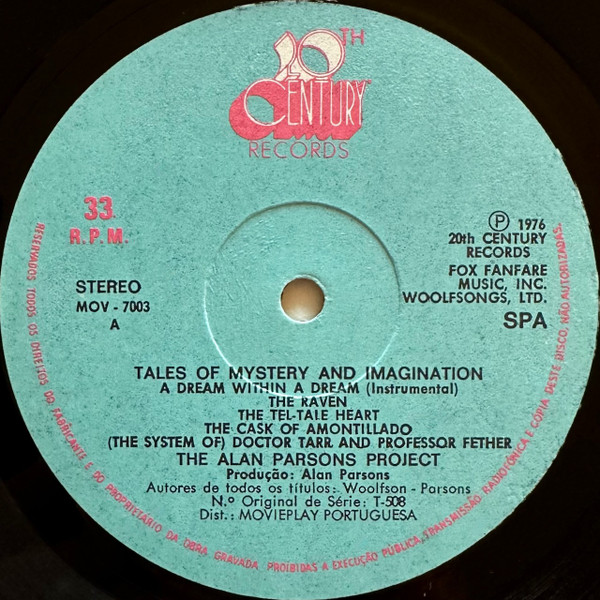 Cover zu The Alan Parsons Project - Tales Of Mystery And Imagination | 1976 | Vinyl | Rock | Portugal