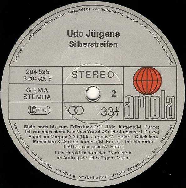 Cover zu Udo Jürgens - Silberstreifen | 1982 | LP, Album | Pop | Germany