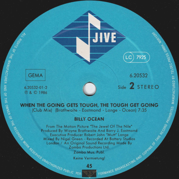 Cover zu Billy Ocean - When The Going Gets Tough, The Tough Get Going | 1986 | 12