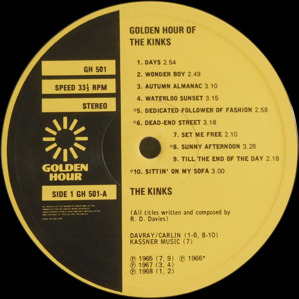 Cover zu The Kinks - Golden Hour Of The Kinks | 1972 | Vinyl | Rock, Pop | Germany