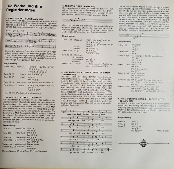 Cover zu Dieterich Buxtehude - Armin Schoof - Armin Schoof An Der Kleinen Orgel (Stellwagenorgel) In St. Jakobi Zu Lübeck | Vinyl | Classical | Germany