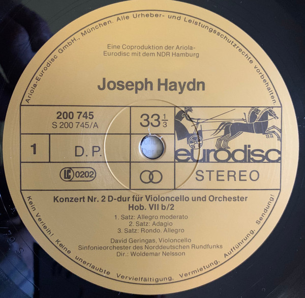 Cover zu David Geringas, Joseph Haydn / Sergei Prokofiev, NDR Sinfonieorchester, Woldemar Nelsson - Konzert Nr. 2 D-dur = Major / Concertino G-moll = minor Op. 132 Für Violoncello & Orchester | 1979