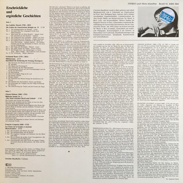 Cover zu Christine Daxelhofer - Erschröckliche Und Ergötzliche Geschichten | 1980 | Vinyl | Classical | Germany Schallplatten Ankauf