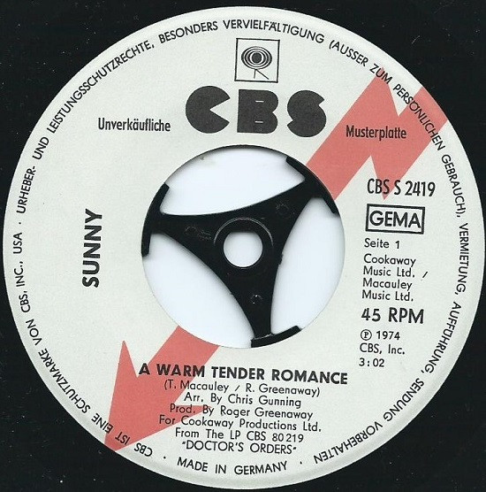 Cover zu Sunny Leslie - A Warm And Tender Romance | 1974 | Vinyl | Pop | Germany Schallplatten Ankauf