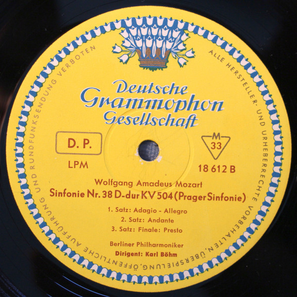 Cover zu Wolfgang Amadeus Mozart – Berliner Philharmoniker · Karl Böhm - Haffner-Sinfonie KV 385 · Sinfonie G-Dur KV 318 · Prager Sinfonie KV 504 | 1962 | Vinyl | Classical | Germany