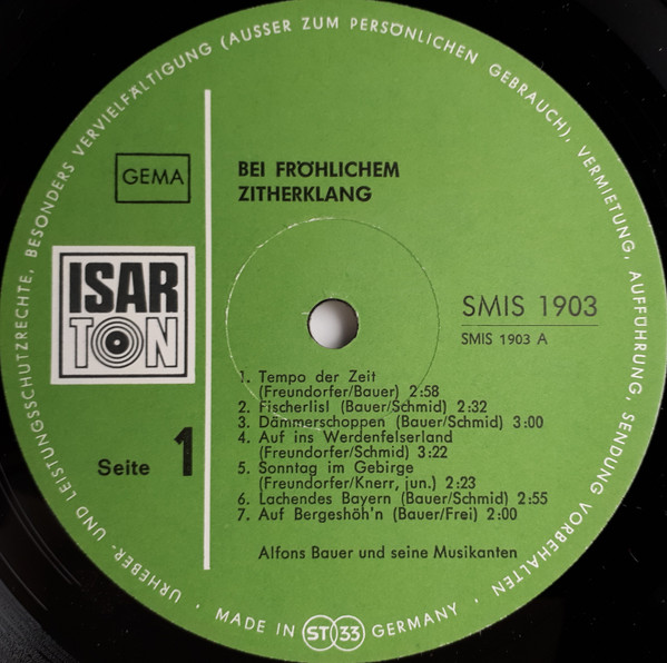 Cover zu Alfons Bauer Und Seine Fröhlichen Musikanten - Bei Fröhlichem Zitherklang (14 Beliebte Melodien Von Georg Freundorfer Und Alfons Bauer) | Vinyl | Folk, World, & Country | Germany