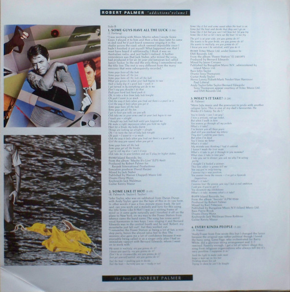 Cover zu Robert Palmer - Addictions Volume I | 1989 | LP, Comp | Electronic, Rock | Germany