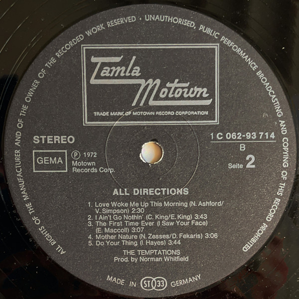 Cover zu The Temptations - All Directions | 1972 | LP, Album | Funk / Soul | Germany