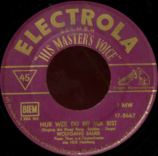 Cover zu Wolfgang Sauer - Cindy, Oh Cindy / Nur Weil Du Bei Mir Bist | 1958 | Vinyl | Pop | Germany Schallplatten Ankauf