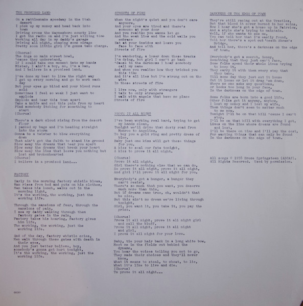 Cover zu Bruce Springsteen - Darkness On The Edge Of Town | 1978 | LP, Album | Rock | Europe