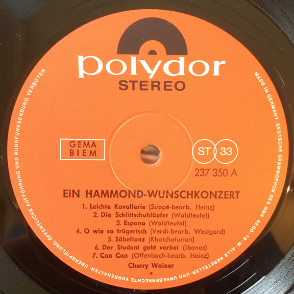 Cover zu Cherry Wainer - Hammond-Konzert I | 1966 | Vinyl | Classical | Germany