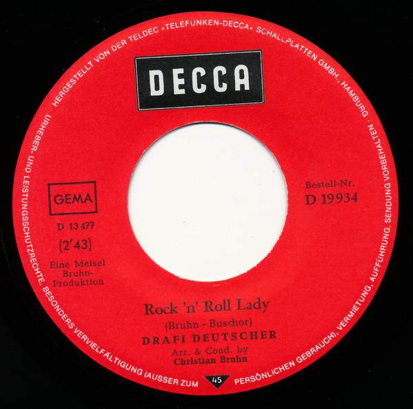 Cover zu Drafi Deutscher - Rock 'N' Roll Lady / Alice Im Wunderland | 1968 | Vinyl | Rock, Pop | Germany Schallplatten Ankauf